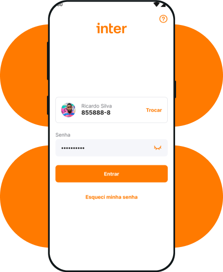 Super App do Inter com a tela para fazer o login.