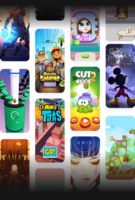 Várias telas exibindo os melhores jogos online para jogar no celular