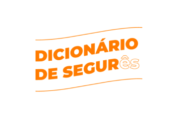 Fundo branco e fontes de texto laranja escrito Dicionário De Segurês.